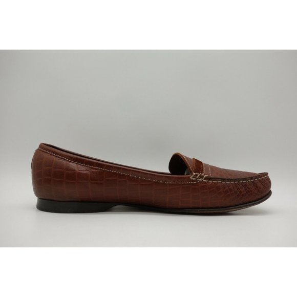 Cole Haan Brown Leather Buckle Toe Slip On Low Heel Flats Shoes Women's 10 B - Picture 7 of 11